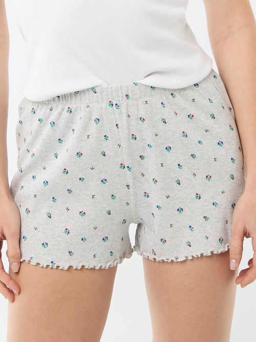Calções curtos de pijama com padrão floral integral em algodão - Kiabi