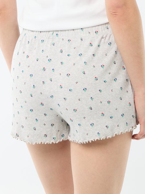 Calções curtos de pijama com padrão floral integral em algodão - Kiabi