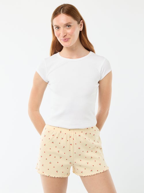 Calções curtos de pijama com padrão integral de 'cereja' em algodão - Kiabi