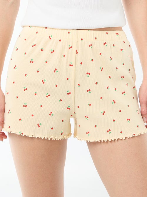 Calções curtos de pijama com padrão integral de 'cereja' em algodão - Kiabi