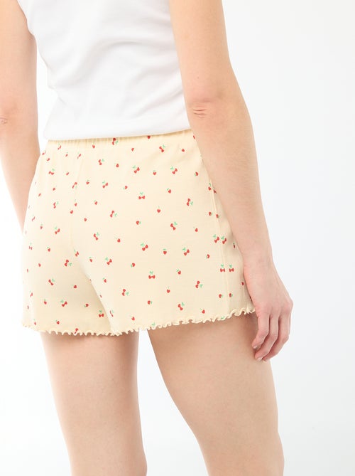 Calções curtos de pijama com padrão integral de 'cereja' em algodão - Kiabi