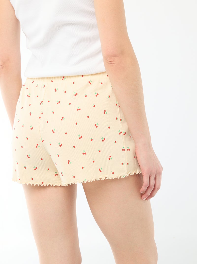 Calções curtos de pijama com padrão integral de 'cereja' em algodão Amarelo - Kiabi
