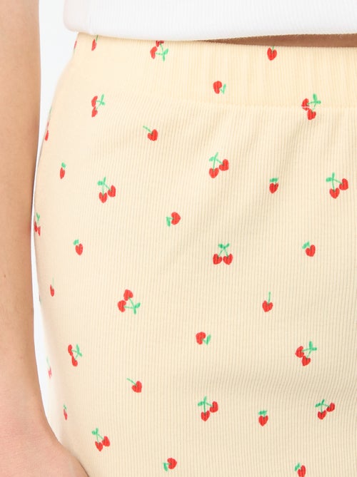 Calções curtos de pijama com padrão integral de 'cereja' em algodão - Kiabi