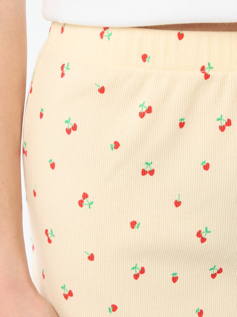 Calções curtos de pijama com padrão integral de 'cereja' em algodão Amarelo - Kiabi