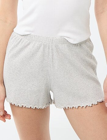 Calções curtos de pijama com padrão floral integral em algodão