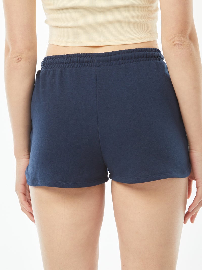 Calções curtos em moletão leve e liso Azul - Kiabi