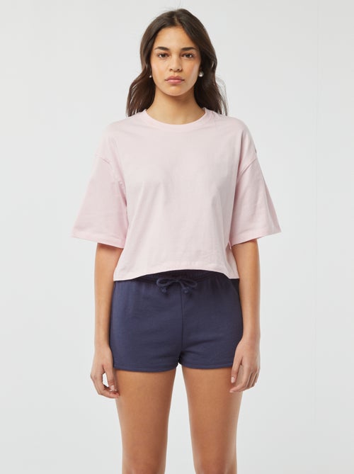 Calções curtos em moletão leve e liso - Kiabi