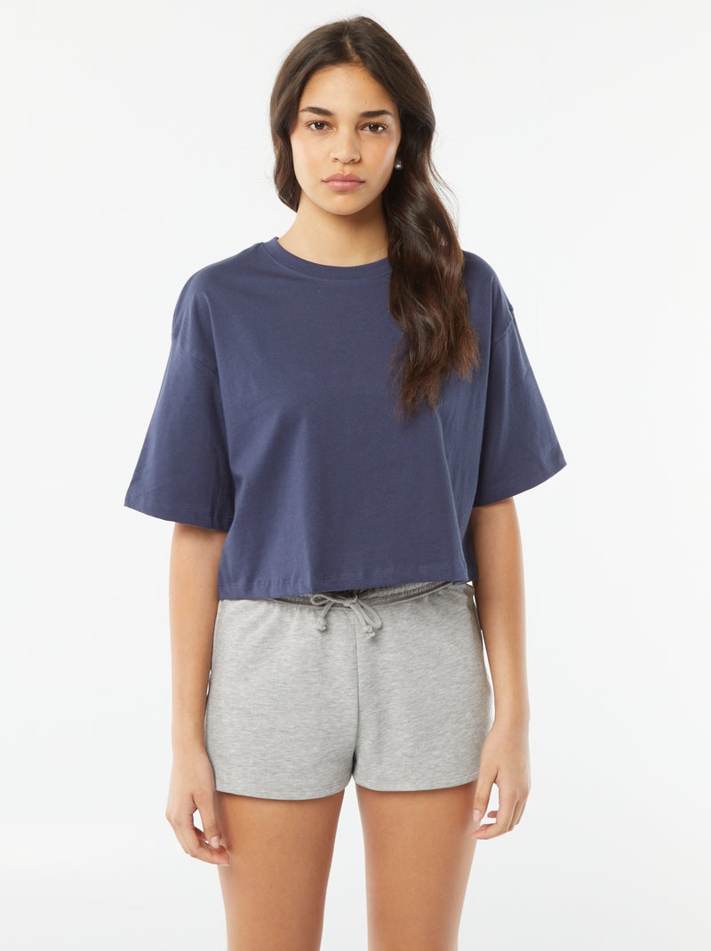 Calções curtos em moletão leve e liso CINZA - Kiabi