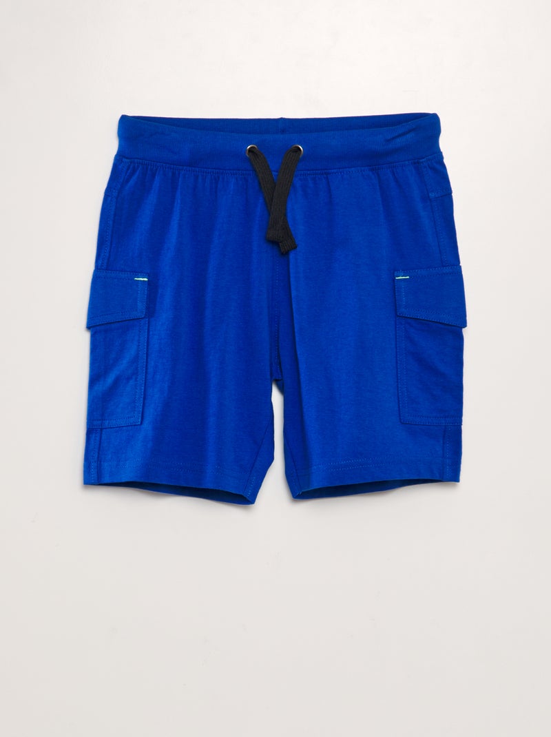 Calções de algodão com vários bolsos Azul - Kiabi