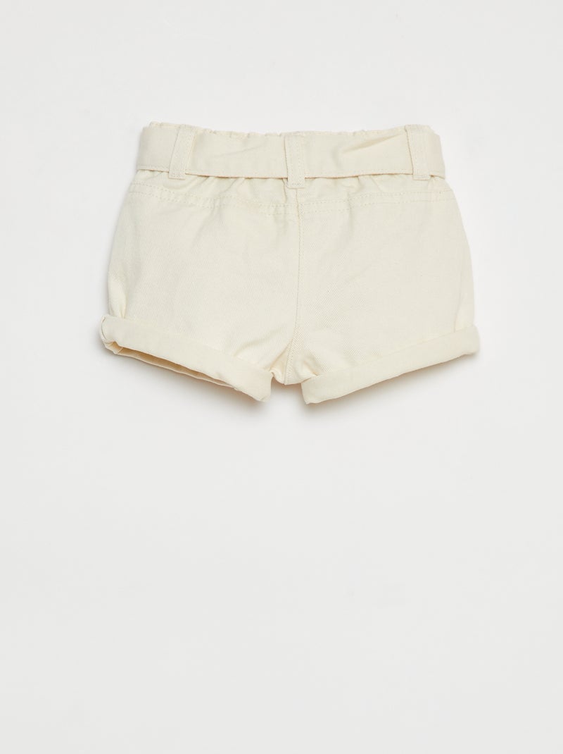 Calções de algodão estilo ganga BRANCO - Kiabi