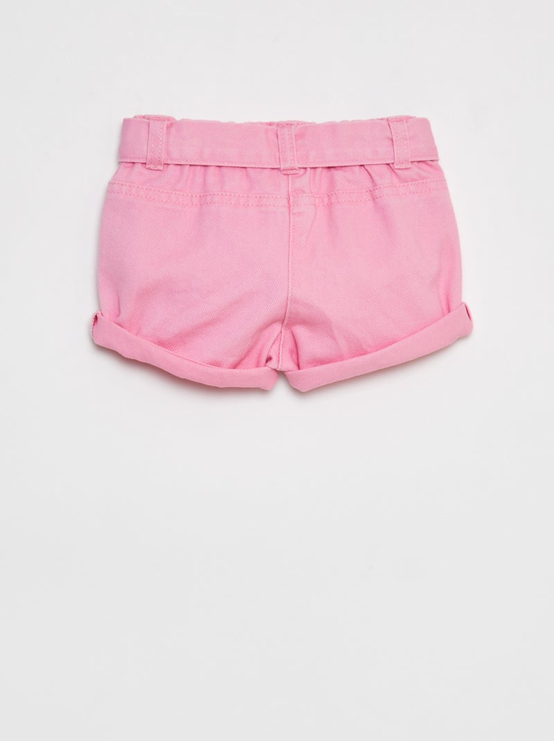 Calções de algodão estilo ganga Rosa - Kiabi