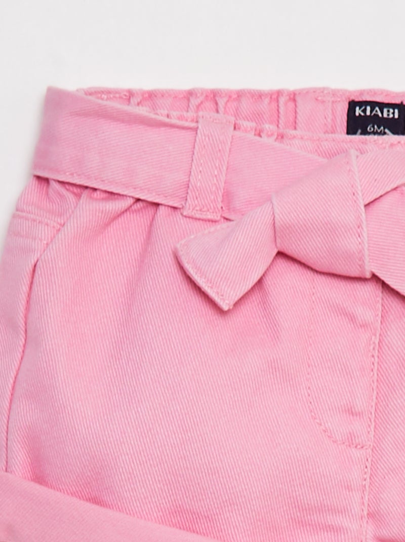 Calções de algodão estilo ganga Rosa - Kiabi