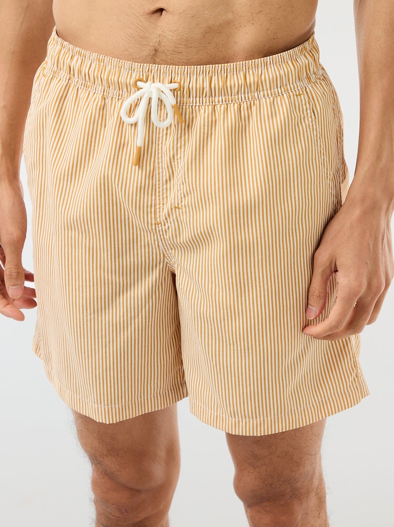 Calções de banho às riscas Amarelo - Kiabi