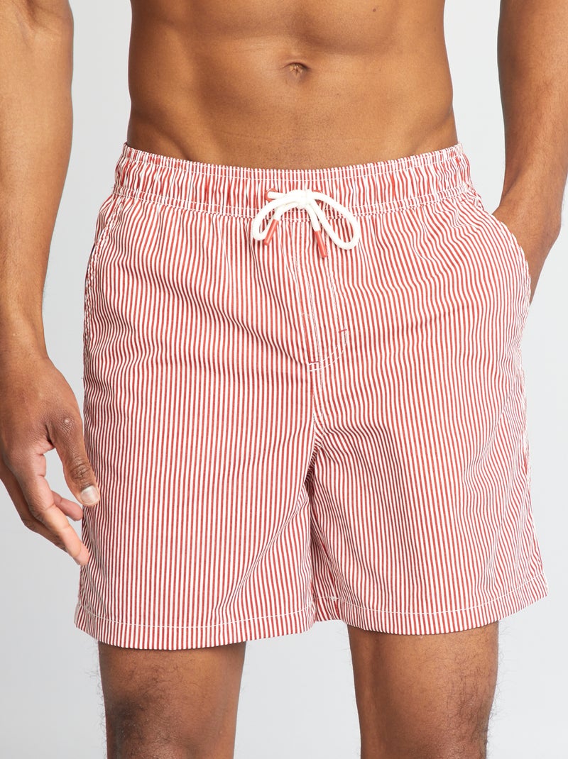 Calções de banho às riscas VERMELHO - Kiabi