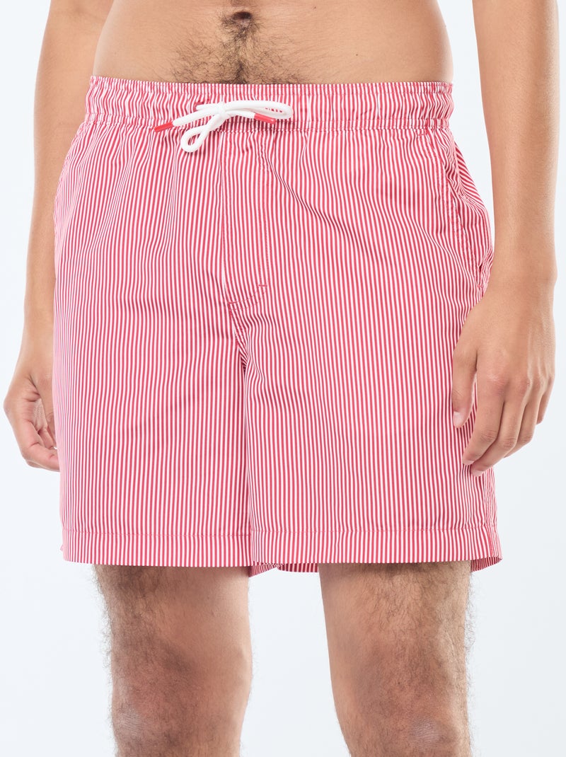 Calções de banho às riscas Vermelho - Kiabi