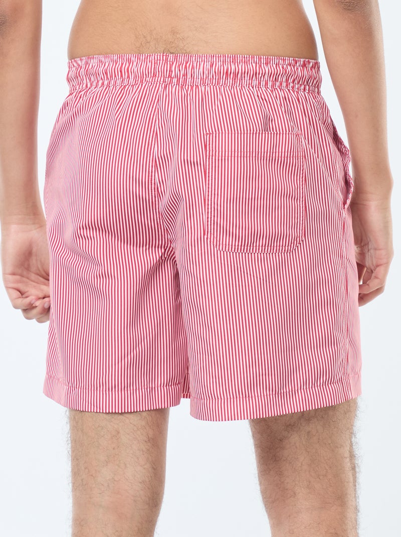 Calções de banho às riscas Vermelho - Kiabi