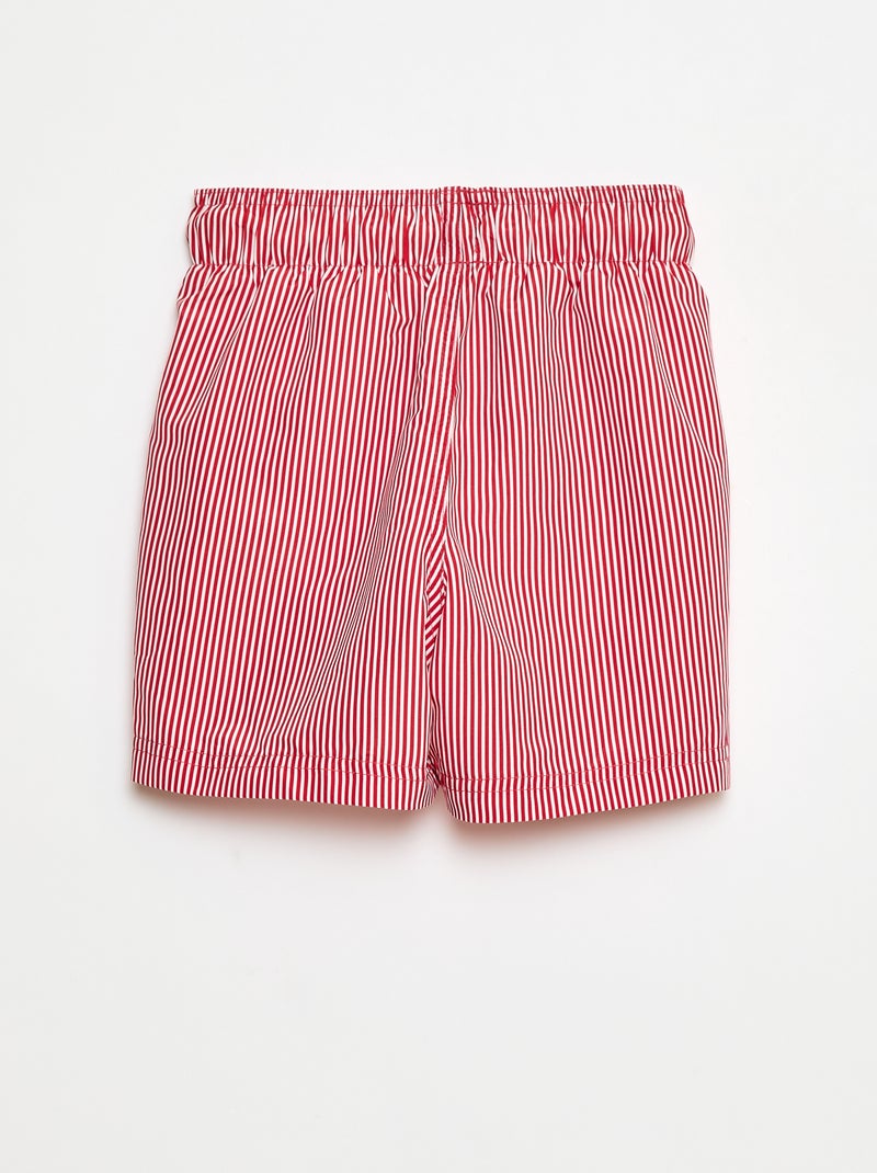 Calções de banho às riscas Vermelho - Kiabi
