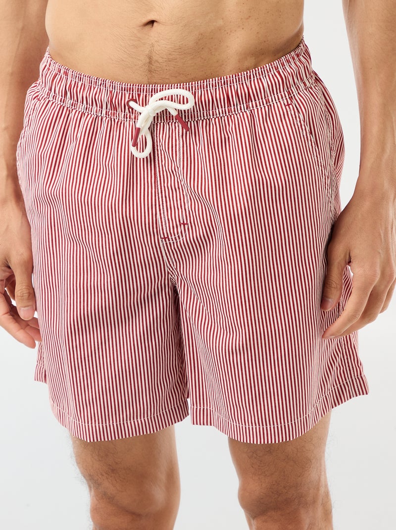 Calções de banho às riscas Vermelho - Kiabi