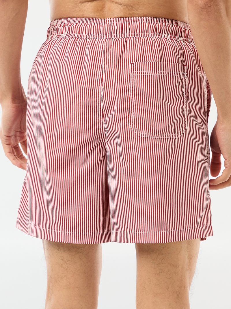 Calções de banho às riscas Vermelho - Kiabi