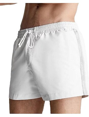 Calções de Banho Calvin Klein Brancos com Cordão para Homem KM0KM00956