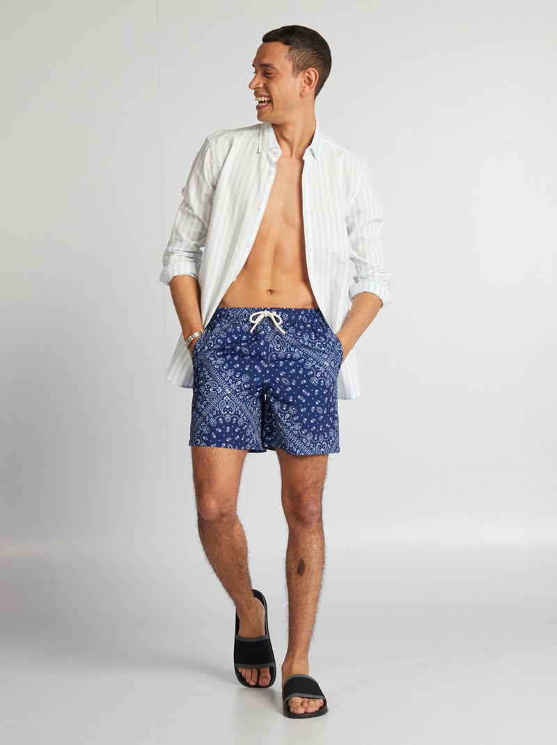 Calções de banho com estampado AZUL - Kiabi