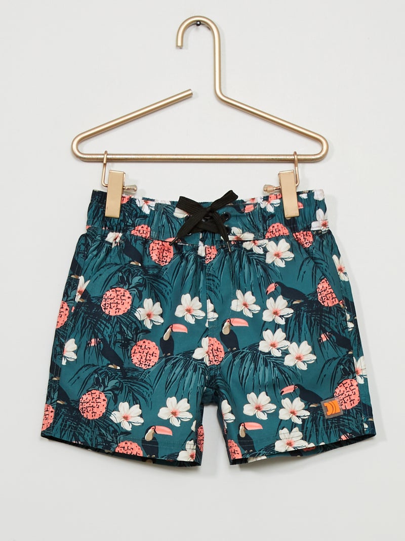 Calções de banho com estampado 'flores' Verde - Kiabi
