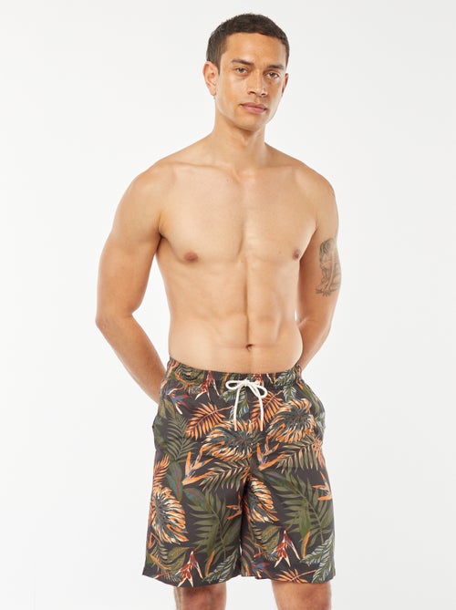 Calções de banho com estampado tropical - Kiabi