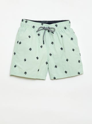 Calções de banho com estampado tropical integral