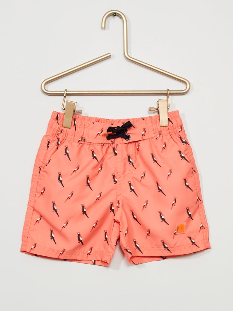 Calções de banho com estampado 'tucanos' Coral - Kiabi