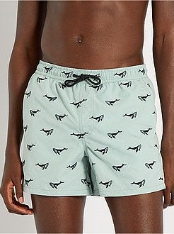 Calções de banho com motivos bordados - Kiabi