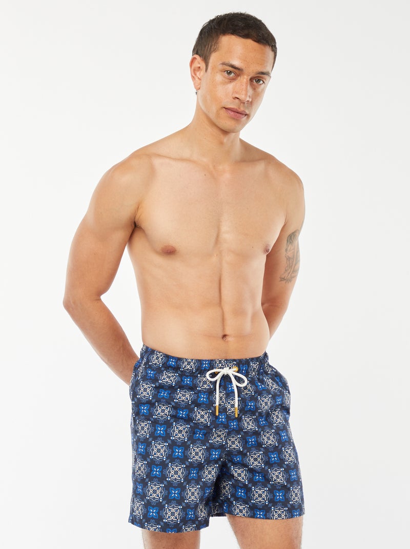 Calções de banho com motivos estêncil AZUL - Kiabi