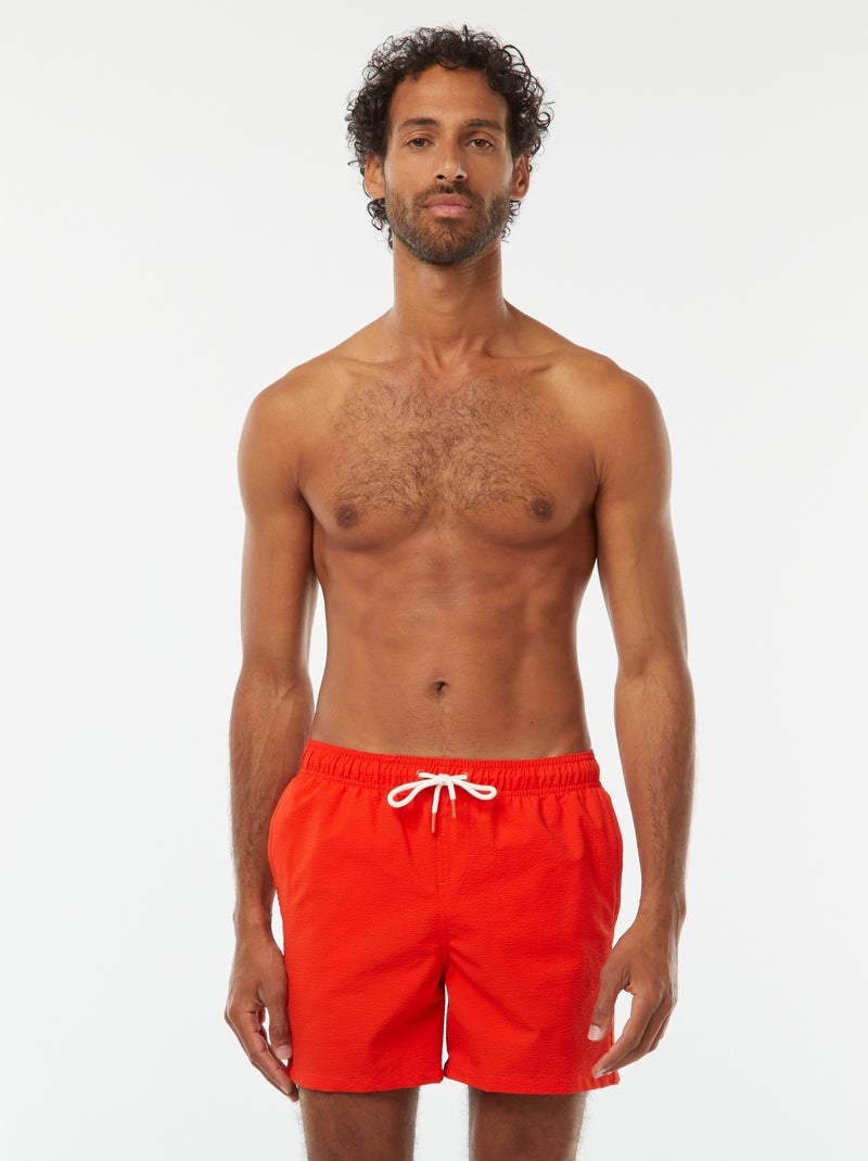 Calções de banho em malha com relevo VERMELHO - Kiabi