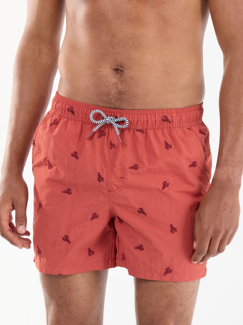Calções de banho estampados Vermelho - Kiabi