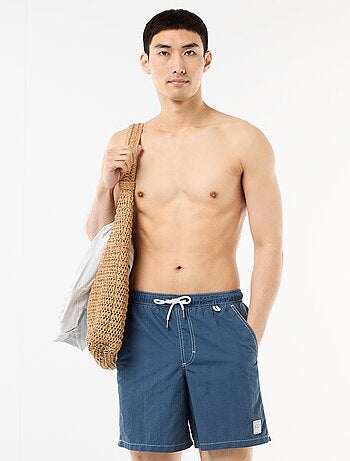 Calções de banho lisos com bolsos