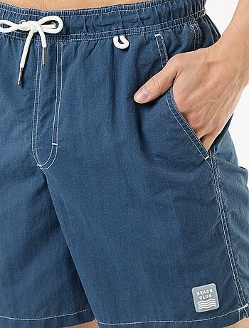 Calções de banho lisos com bolsos