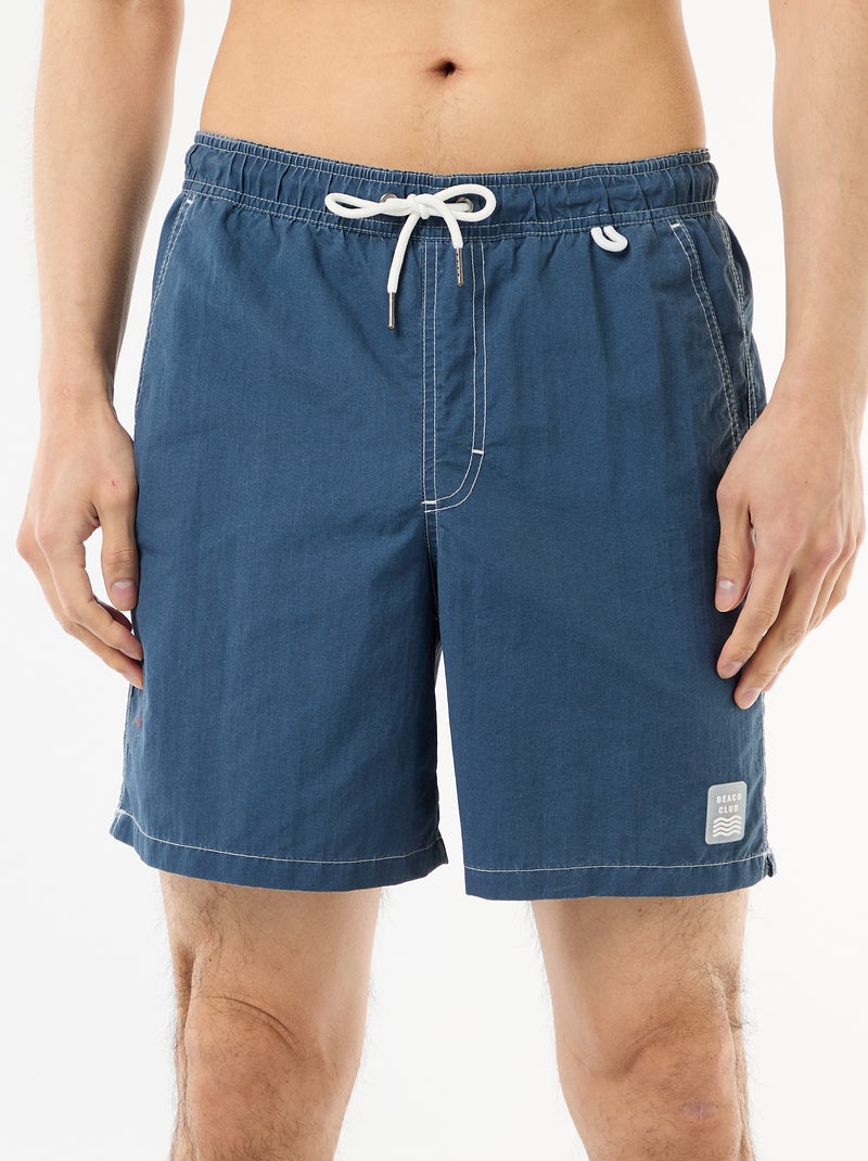 Calções de banho lisos com bolsos Azul - Kiabi