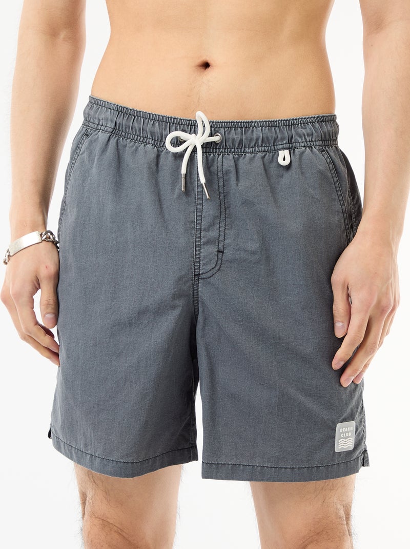Calções de banho lisos com bolsos Preto - Kiabi