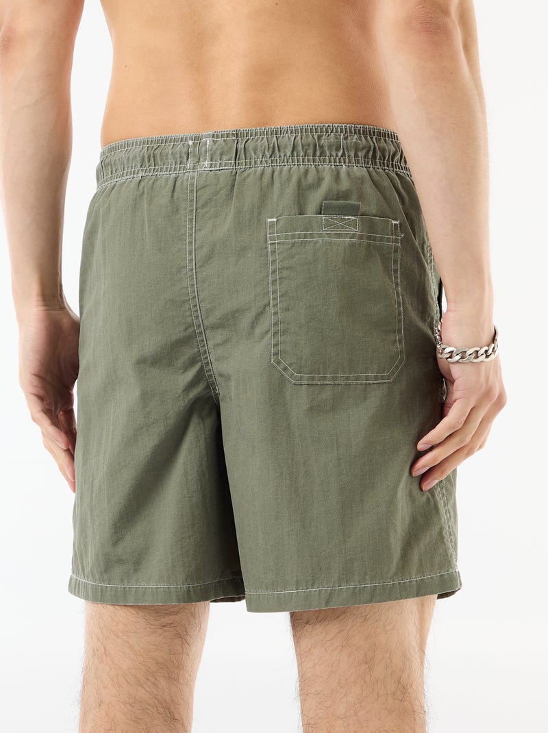 Calções de banho lisos com bolsos Verde - Kiabi
