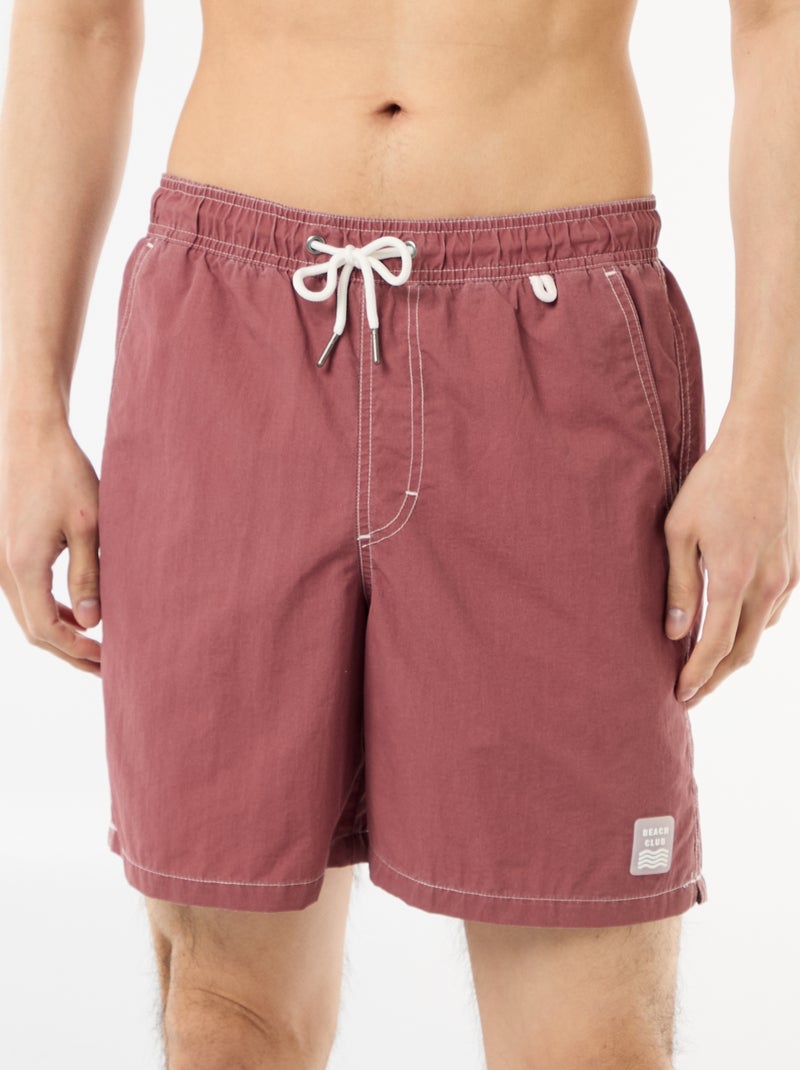 Calções de banho lisos com bolsos Vermelho - Kiabi