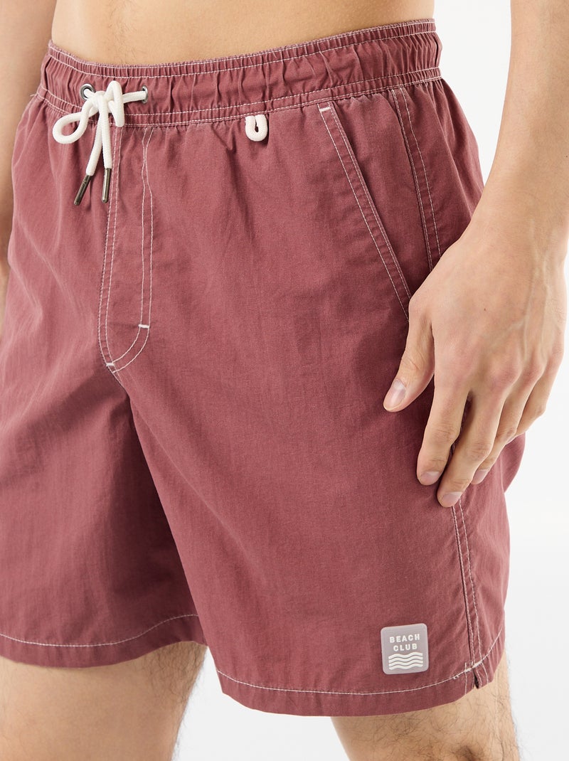 Calções de banho lisos com bolsos Vermelho - Kiabi