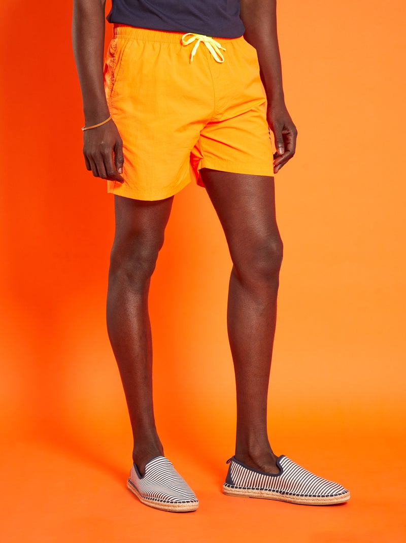 Calções de banho lisos Laranja Neon - Kiabi