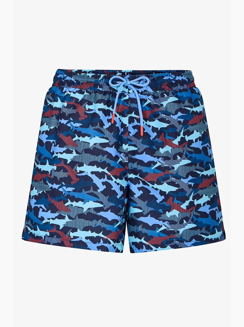 Calções de banho masculinos às riscas com padrão de peixe penti Azul-marinho - Kiabi