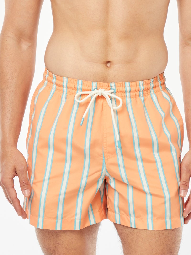Calções de banho retro com riscas largas LARANJA - Kiabi