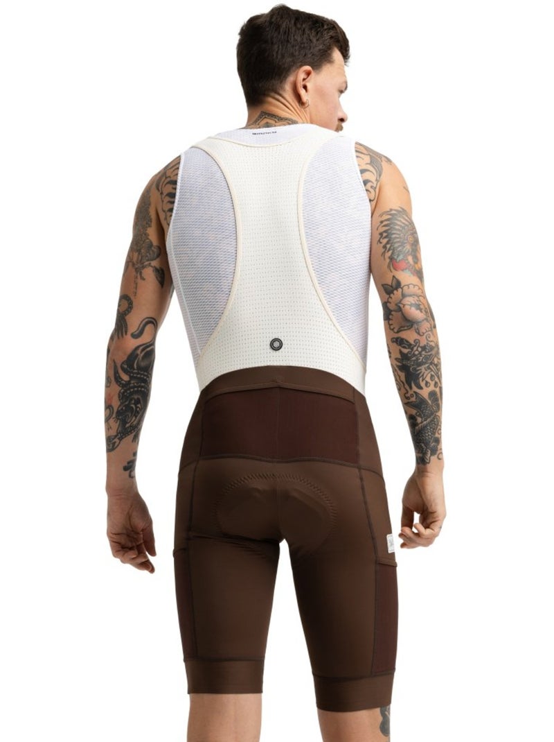 Calções de ciclismo gravel com alças para homem Castanho - Kiabi