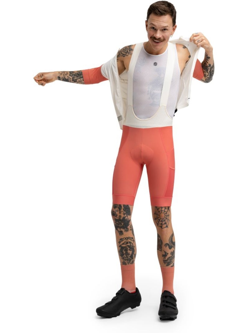 Calções de ciclismo gravel com alças para homem Vermelho - Kiabi
