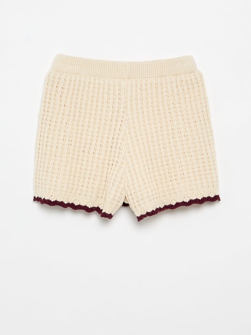 Calções de croché com detalhes bordados - Kiabi
