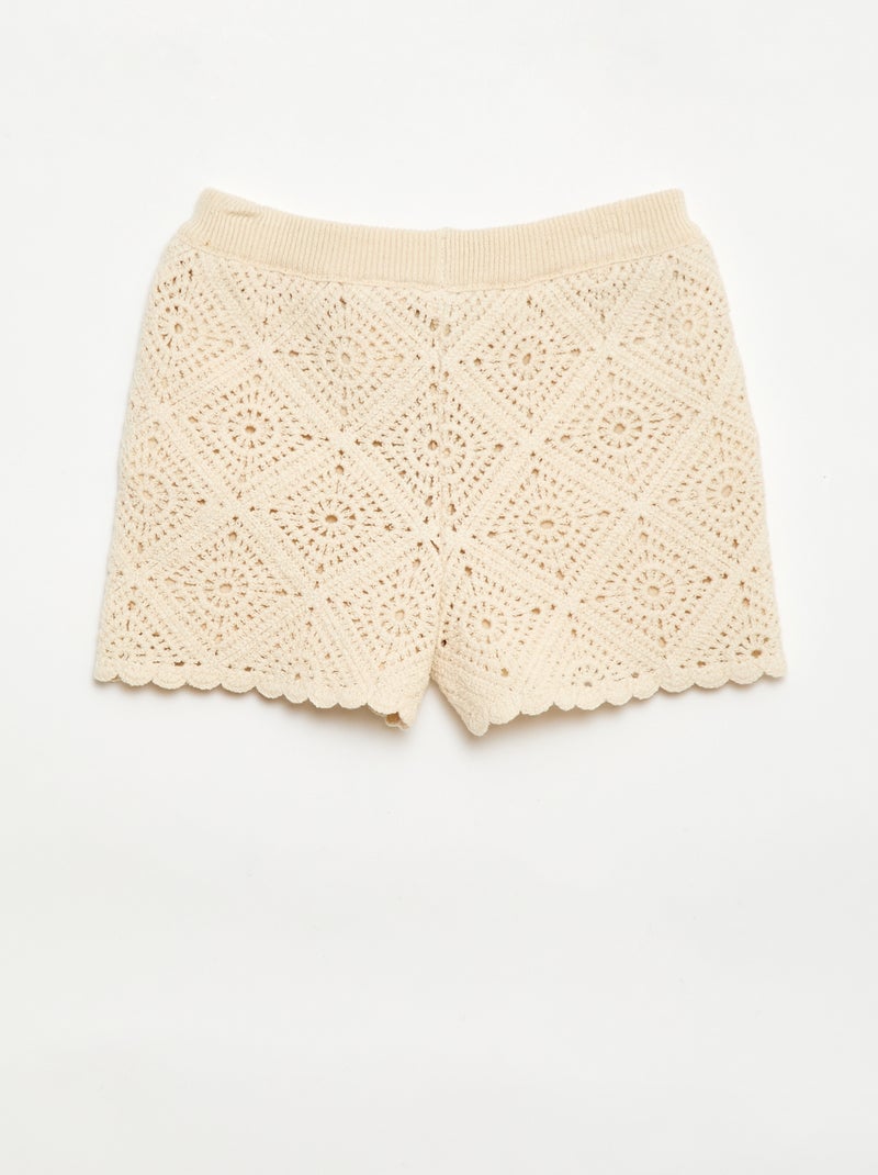 Calções de croché lisos Branco - Kiabi
