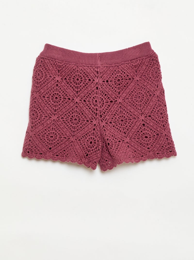 Calções de croché lisos Vermelho - Kiabi