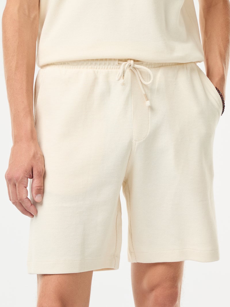 Calções de desporto com bolsos em malha de fantasia Branco - Kiabi