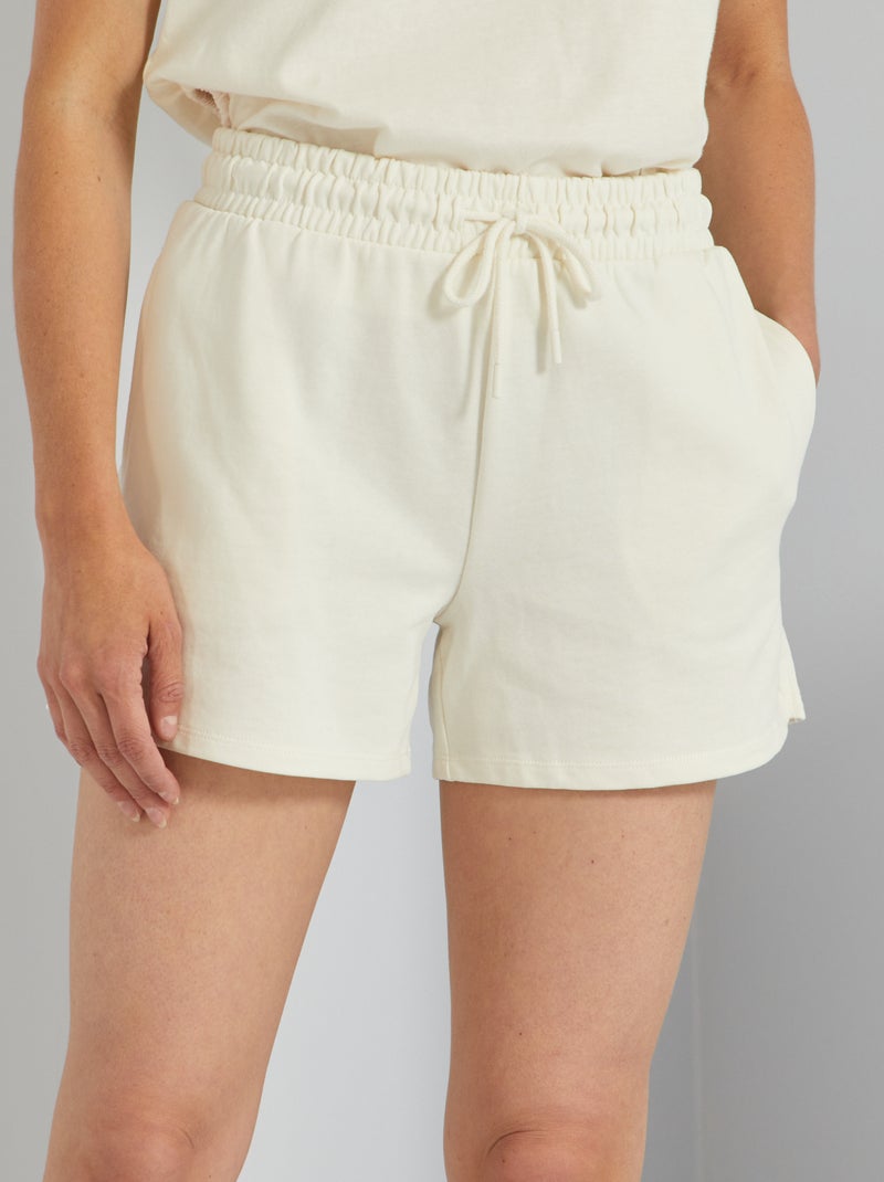 Calções de desporto em moletão BRANCO - Kiabi